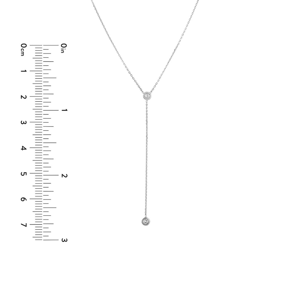 14k Gold Adjustable Diamond Y-Style Necklace with Two Diamonds