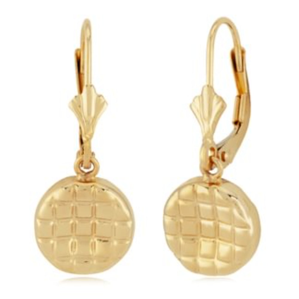 Stunning 14k Faceted Disc Drop Earrings in Yellow Gold
