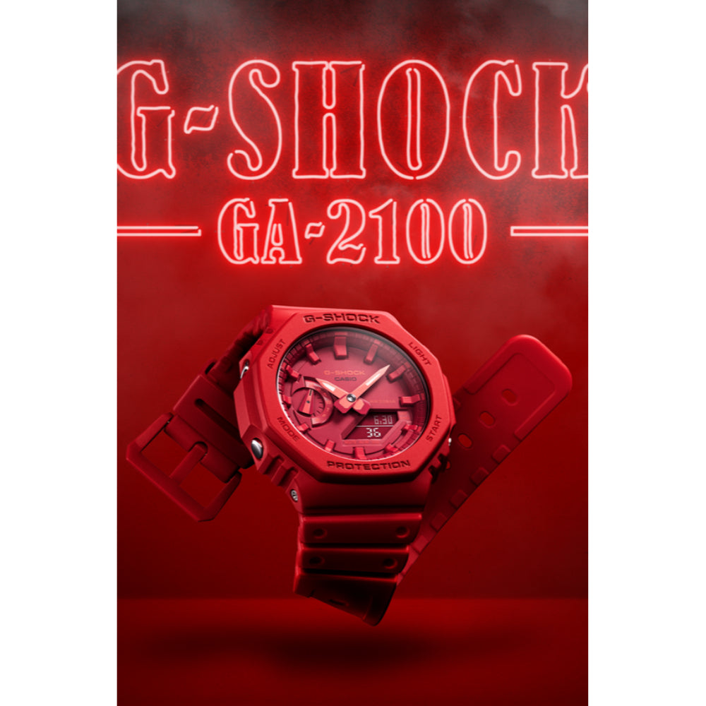 G-Shock GA-2100 Series Analog/Digital Watch, Vibrant Red Color