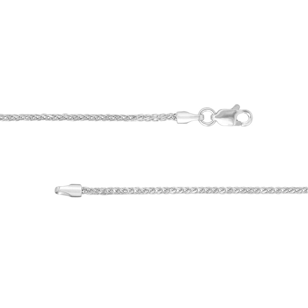 18-Inch 1.25mm 14kt White Gold Lightweight and Durable Wheat Chain