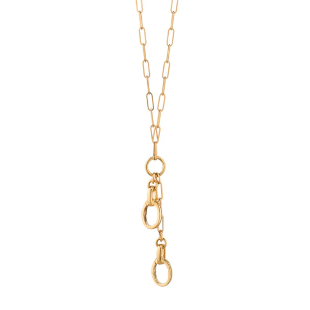 Monica Rich Kosann 18k Yellow Gold Customizable Paperclip Link Charm Necklace