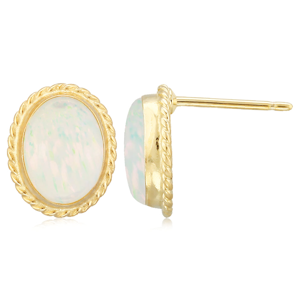 Stunning 14k Gold Stud Earrings Featuring Exquisite Oval Opals
