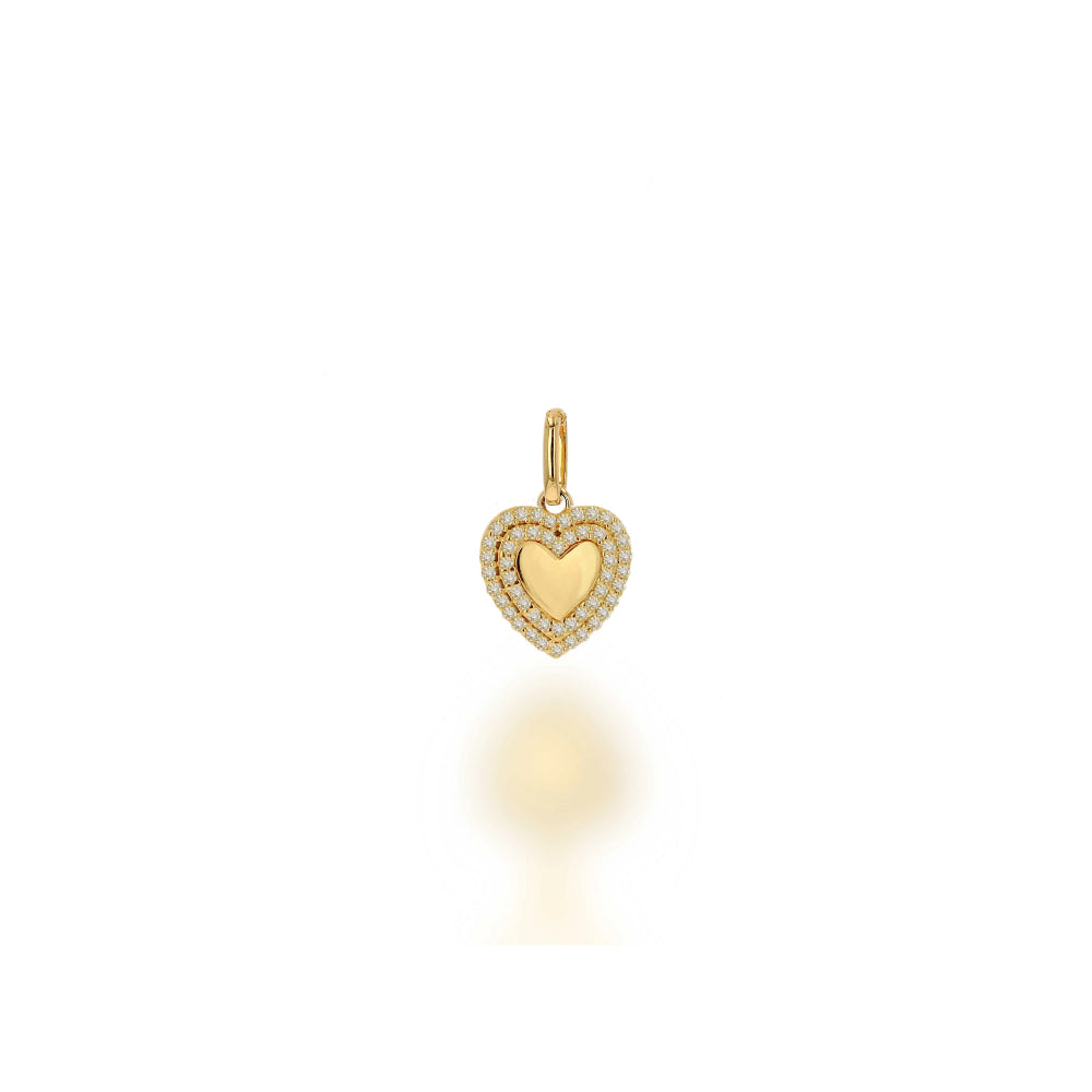 14k Yellow Gold Double Halo Heart Charm by Rachel Reid