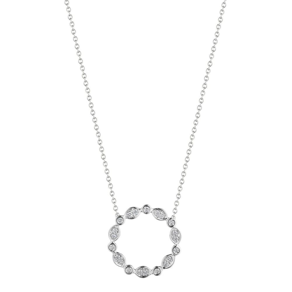 Verragio 18k Gold Diamond Circle Pendant with Nobility Design