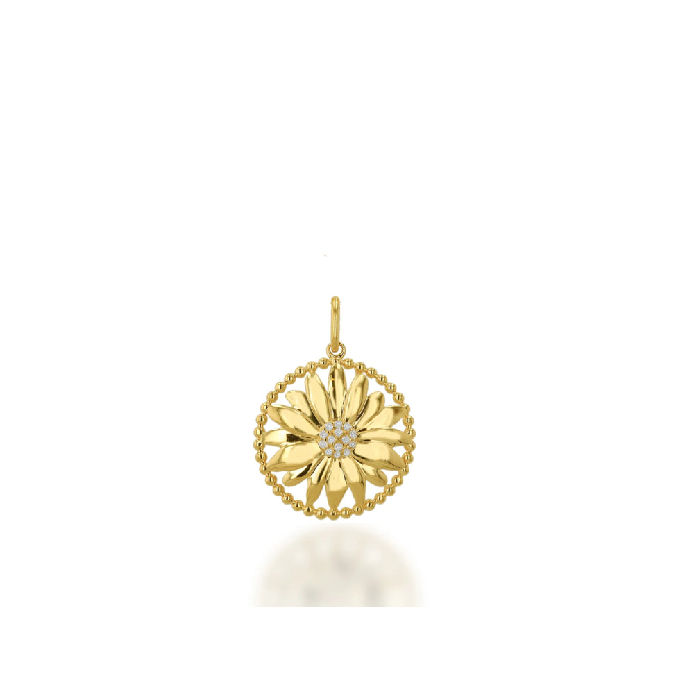 14k Gold Diamond Daisy-Shaped Charm by Rachel Reid for Jewelry Layering