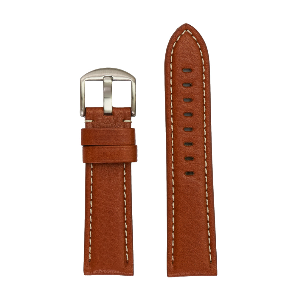 Authentic Shrunken Grain Calfskin Leather Tan Watch Strap - Ideal for Timepieces