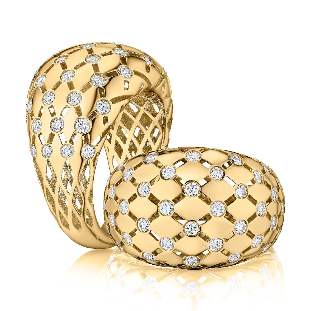 14k Gold A. Jaffe Dome Tapered Ring with 0.76 Carat G SI Diamonds