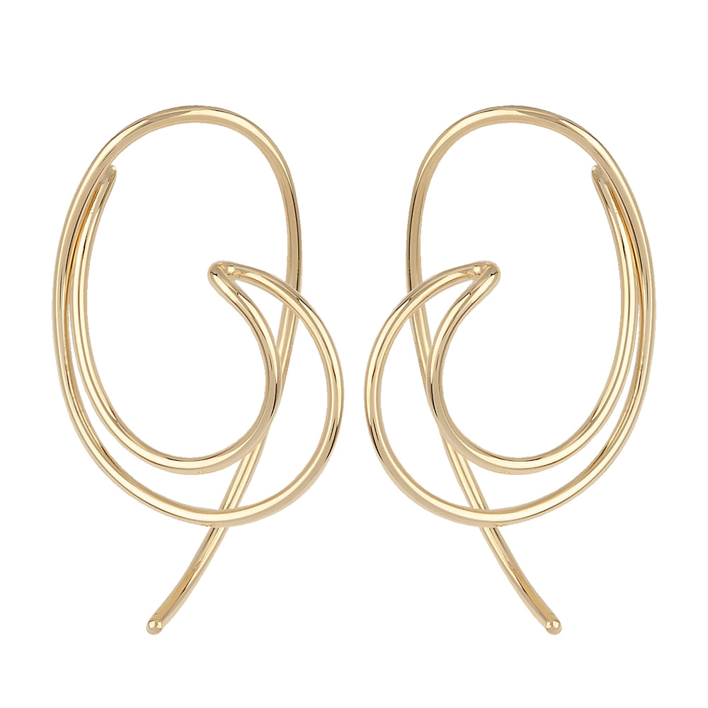 14k Yellow Gold Open Sweep Style Threader Earrings for Ear Jewelry Upgrade