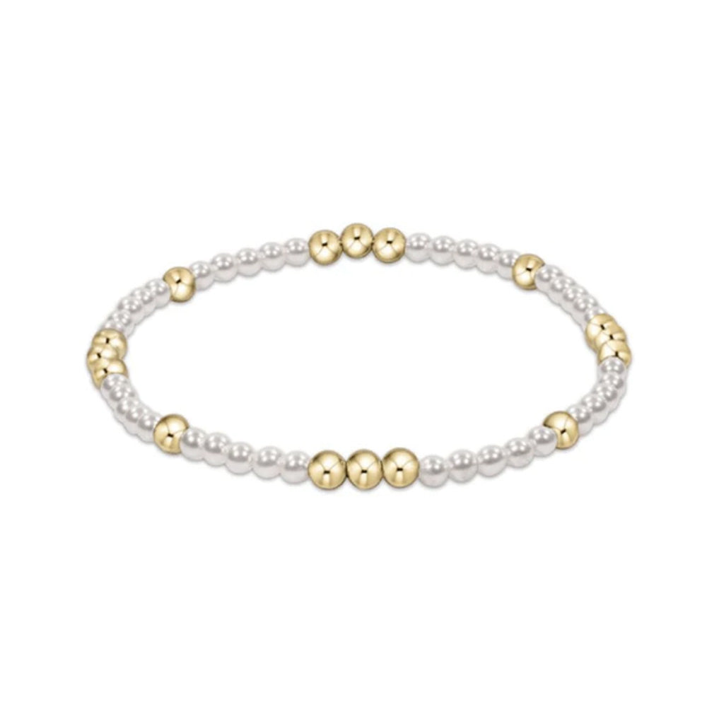 Enchanting 6.25 - inch Pearl - style 3mm Gemstone Bead Bracelet by Enewton, Crafted with 14kt Gold - filled Beads