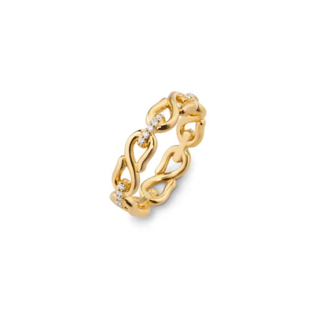 18K Gold Pave Diamond Stackable Infinity Ring Size 6.5