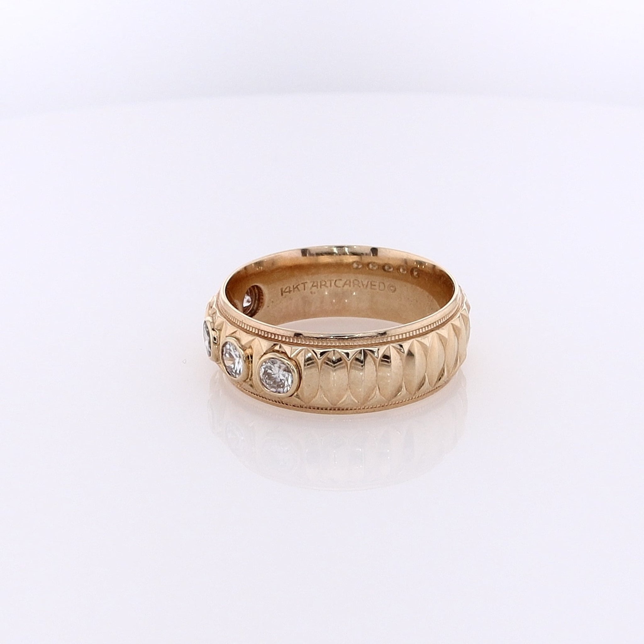 14 Karat Estate Yellow Gold Bezel-Set Diamond Band with 5 Rounds