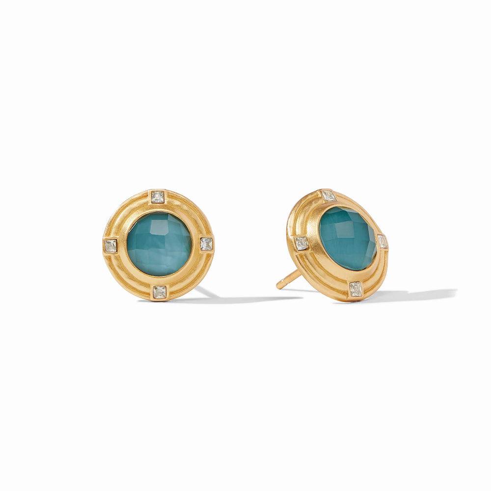 Julie Vos Astor Rose Cut Stone Studs in 24k Gold Plate