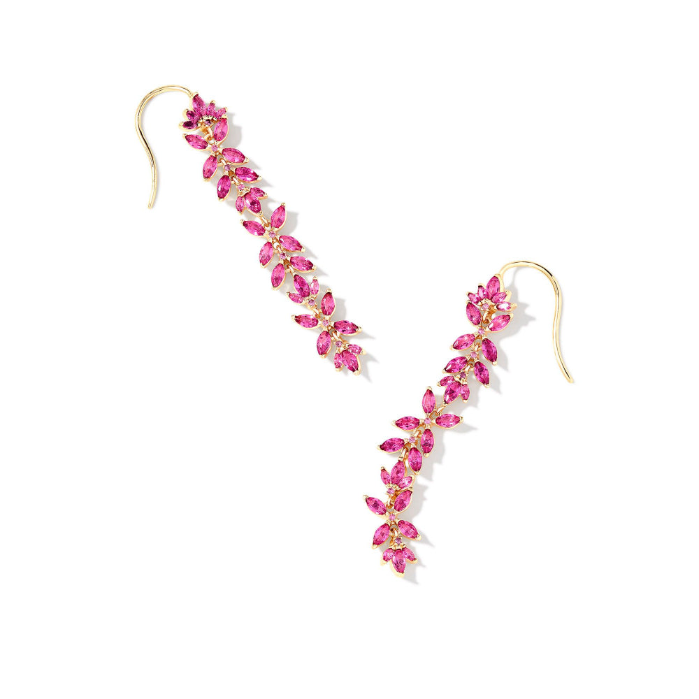Gorgeous Gold Pink Crystal Linear Earrings by Kendra Scott Rosalie