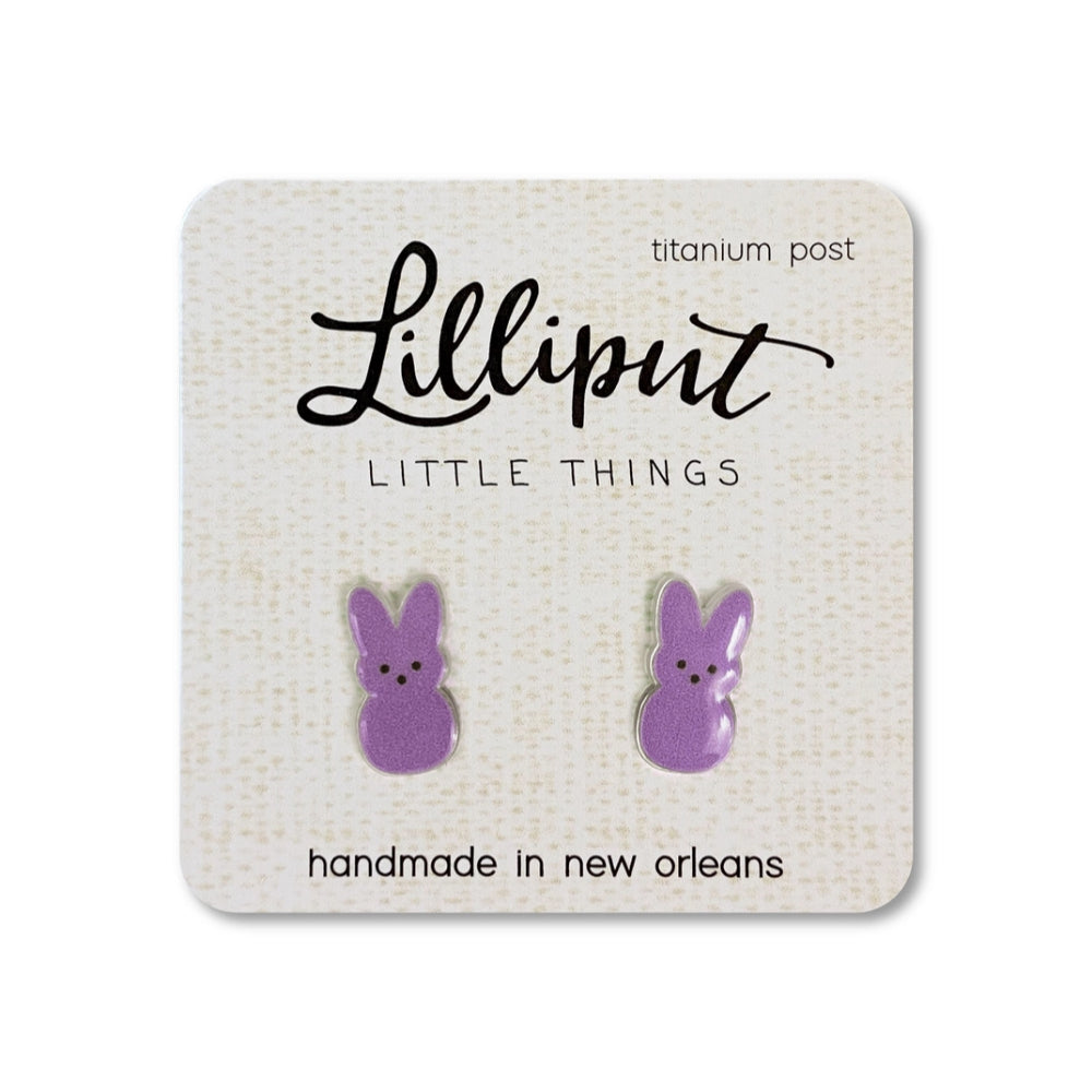 Adorable Lilliput Little Things Waterproof Easter Bunny Marshmallow Earrings
