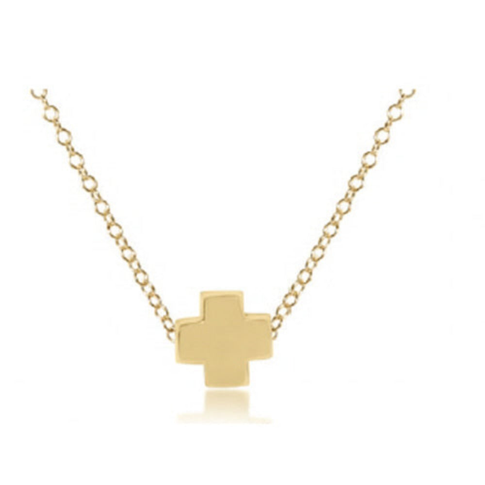 Enewton Gold Signature Cross Necklace for E - girls and Kids - 14kt Gold - filled 14 - inch Chain