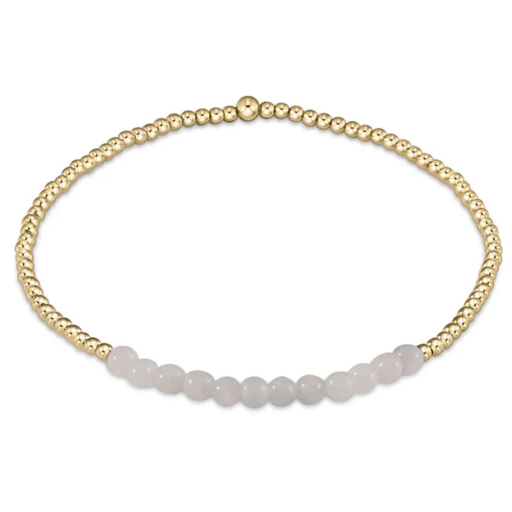 Exquisite enewton 6.25-inch Gold Bliss Gemstone 2mm Bead Bracelet Featuring Moonstone