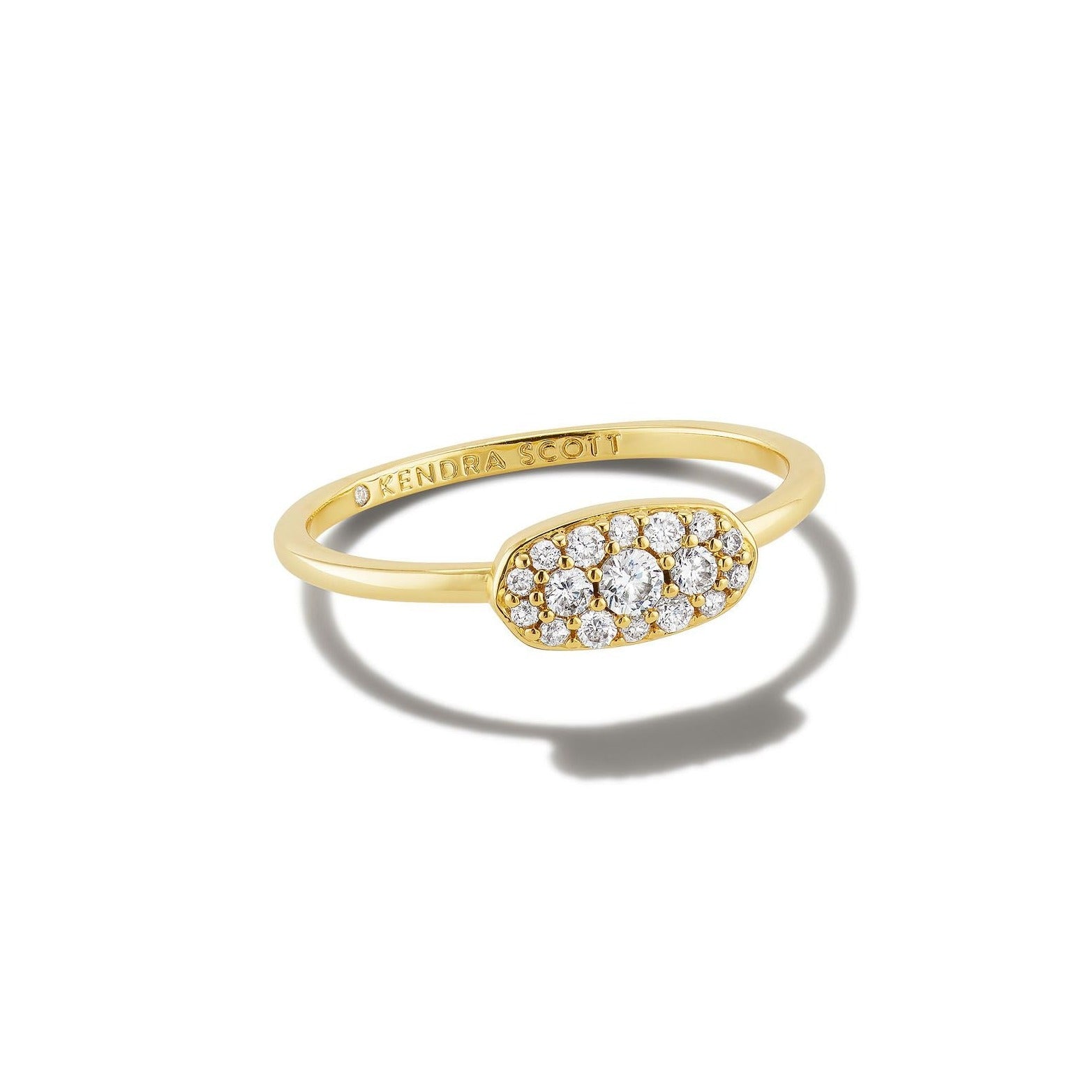 Kendra Scott's Stunning White Crystal 14k Yellow Gold Over Brass Grayson Band Ring