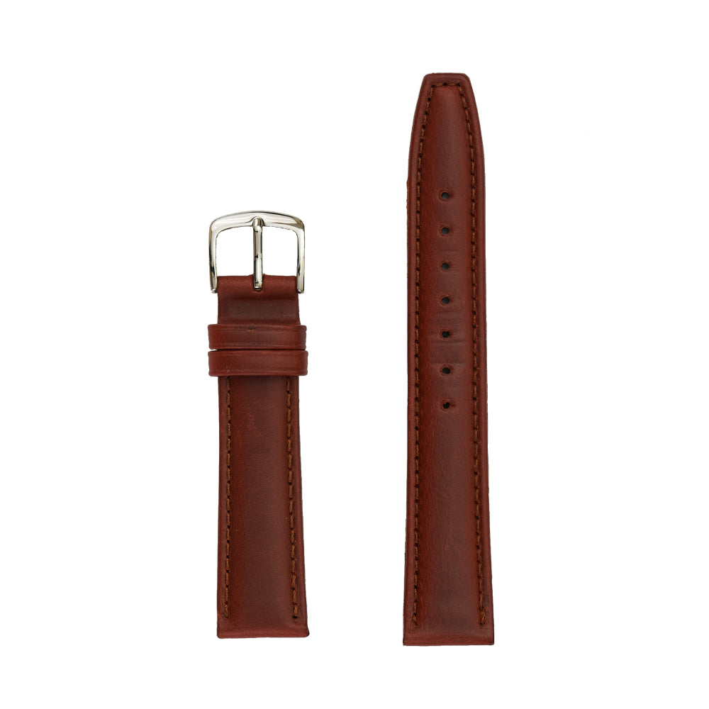 Chestnut Men's Medium Padded Stitched Genuine Oil-Tanned Leather Watch Band