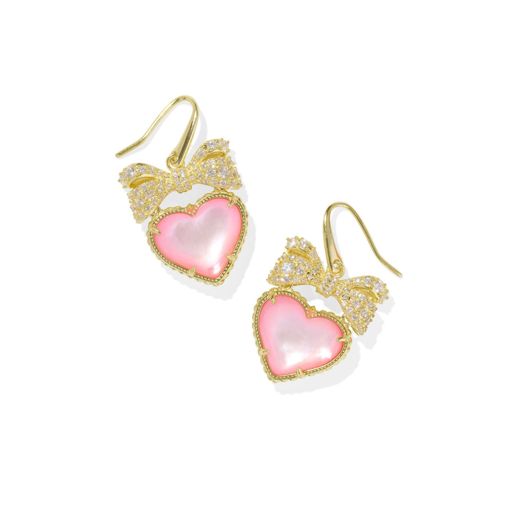 Kendra Scott's Elegant 14k Gold or Rhodium Plated Haisley Heart Drop Earrings