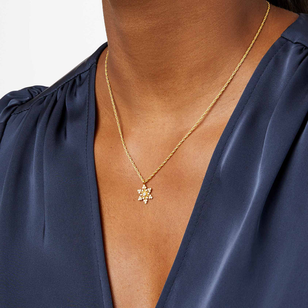 24k Gold Plated Julie Vos Noel Star Solitaire Necklace