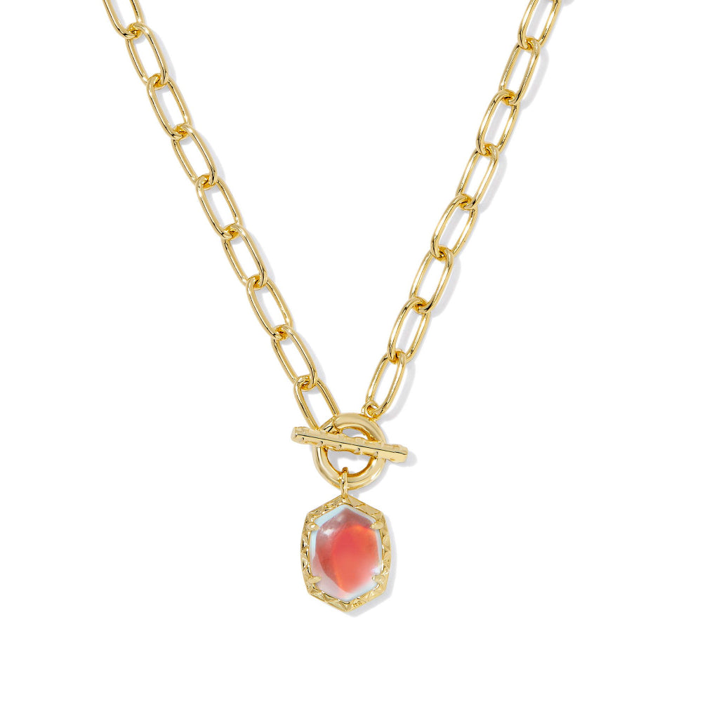 Kendra Scott Gold Dichroic Glass Daphne Link and Chain Necklace for Fashionable Layering