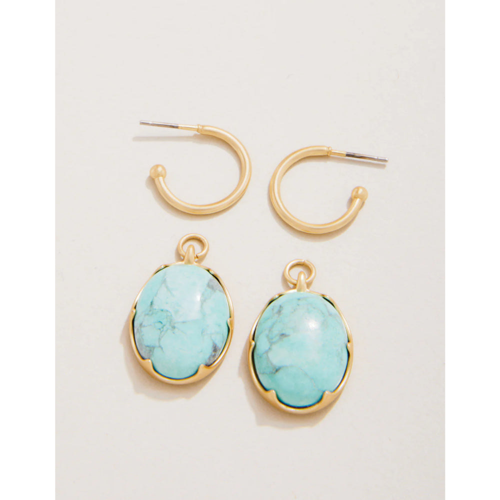 Light Turquoise Spartina Coraline 18kt Matte Gold Plated Earrings