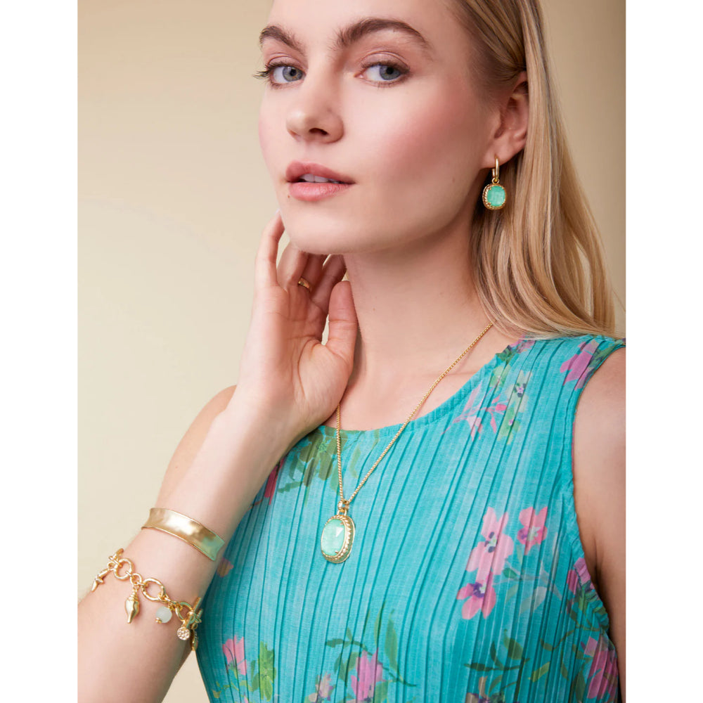 Stylish Spartina Karina Oval Drop Hoop Earrings in Sea Foam Shade