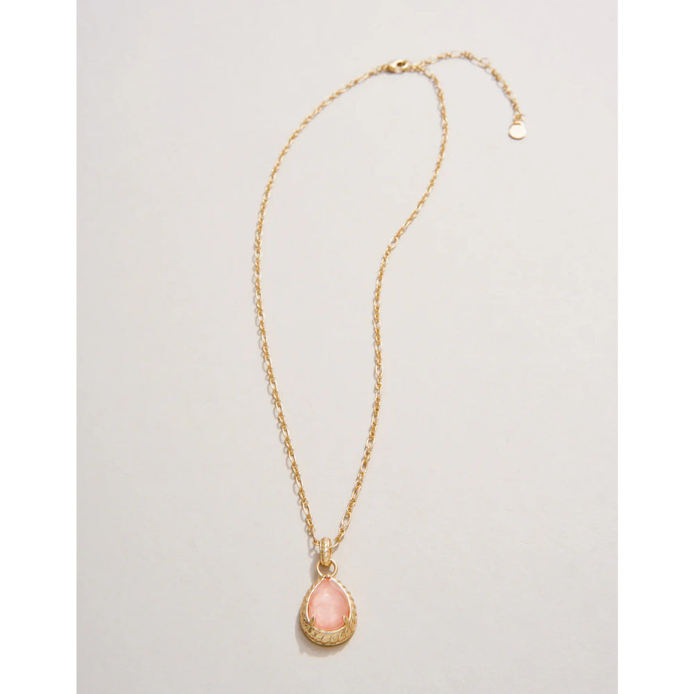 18kt Matte Gold Plated Peach Glass Teardrop Karina Necklace