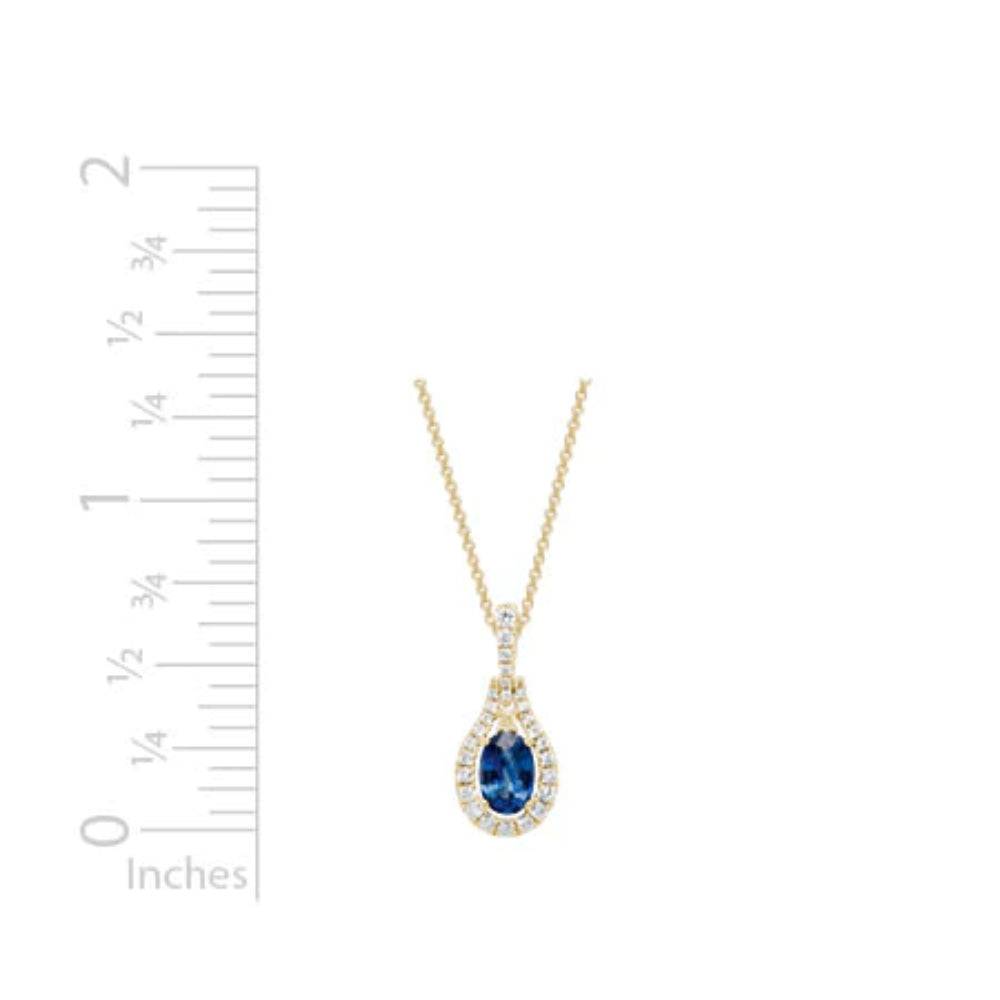 Gorgeous 14k Yellow Gold Sapphire and Diamond Halo Adjustable Pendant Necklace