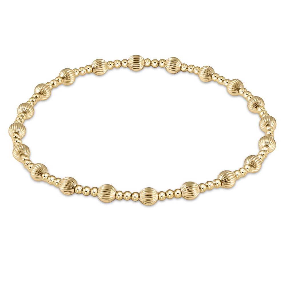 Elegant 7.25-inch Extended Dignity and Sincerity Pattern 4mm Gold Bead Bracelet for Women's Jewelry