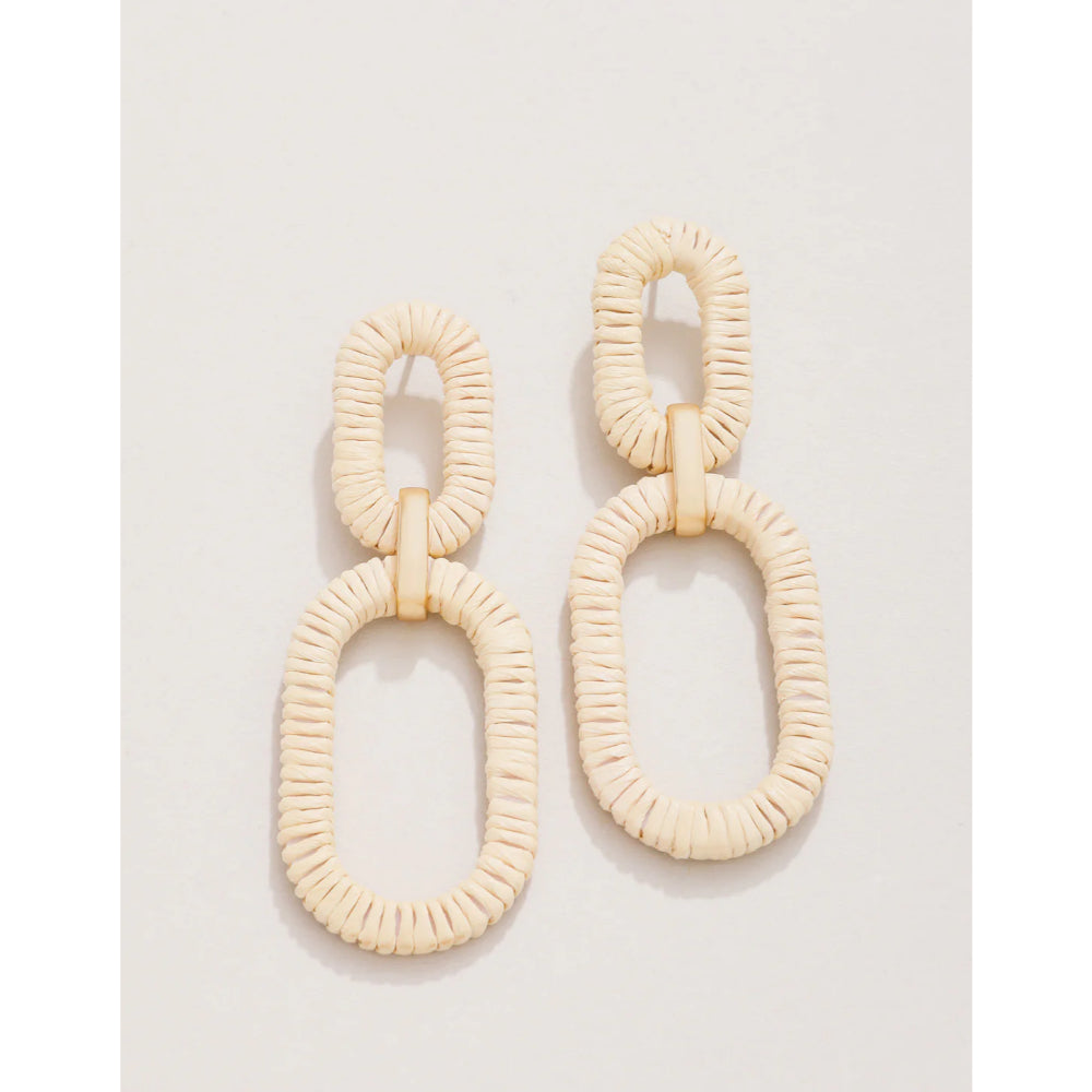 18kt Matte Gold Plated Spartina Lightweight Straw Oval Link Earrings
