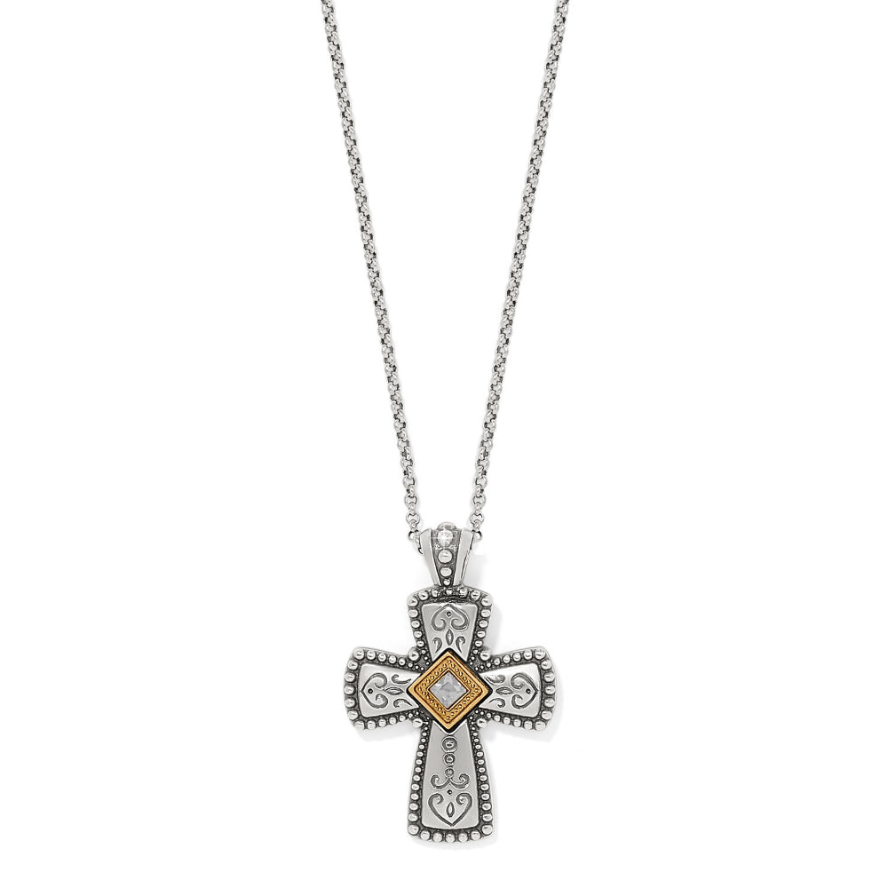 Adjustable Two-Tone Brighton Covenant Cross Necklace with Fine Crystals