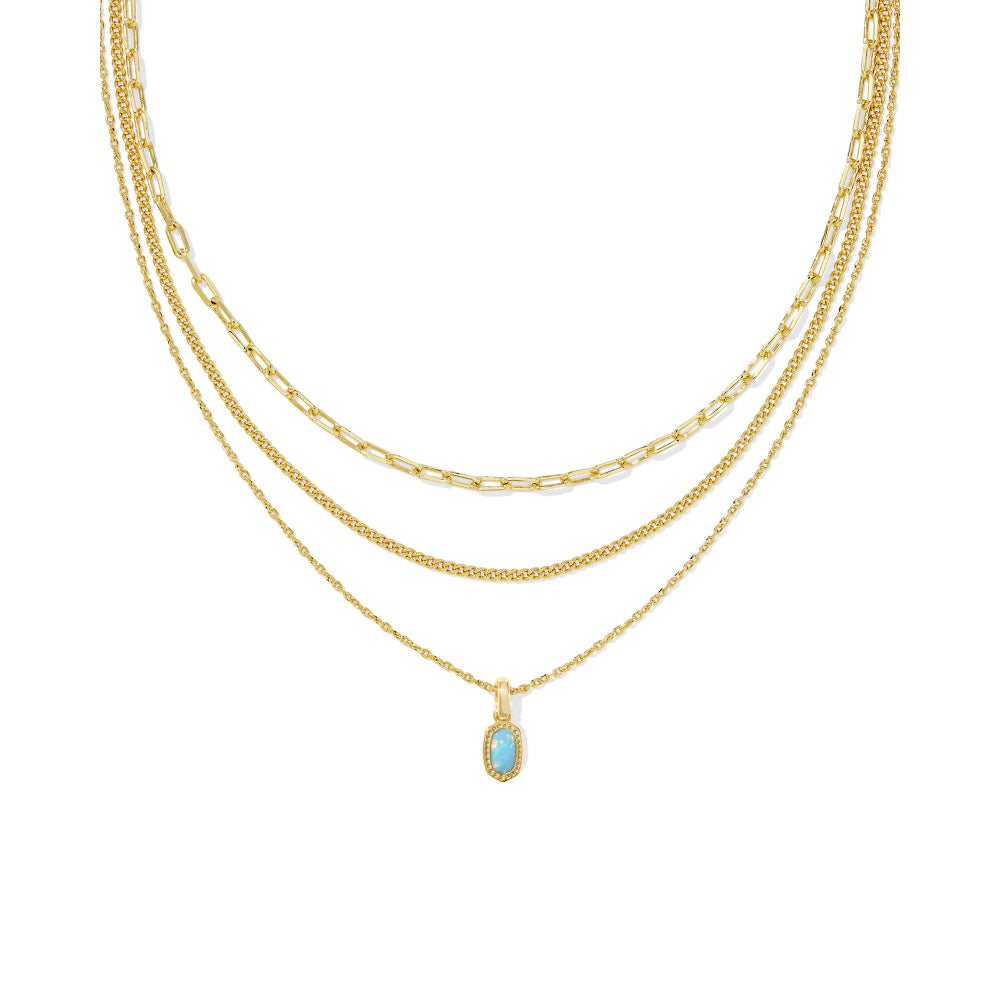 Kendra Scott Gold-Plated Mini Elisa Design Triple Strand Fashion Necklace for Effortless Layering