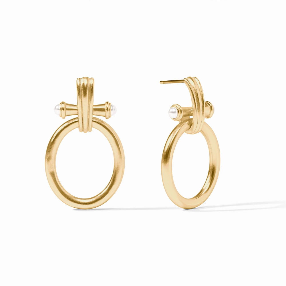 Julie Vos Golden Bamboo-Inspired Doorknocker Style Earrings for Women