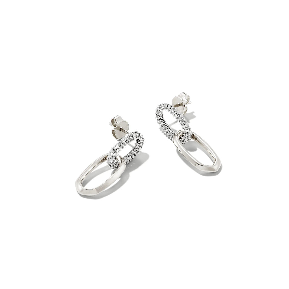 Kendra Scott Elisa 14k Gold Interlocking Drop Earrings with White Diamond - A Pair of Elegant Jewelry