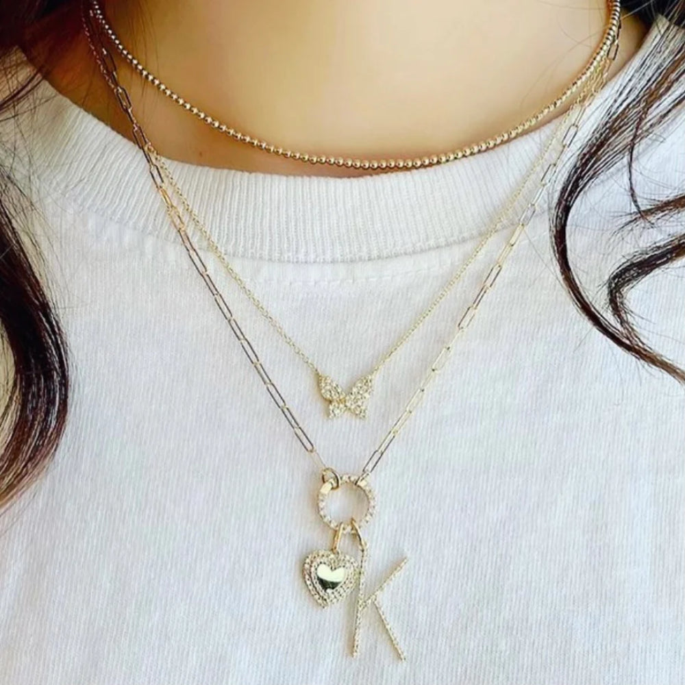 14k Gold Oversized Personalized Diamond Initial Letter Charm