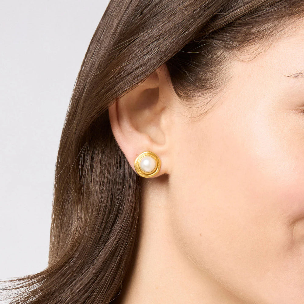 Julie Vos Wave Design Stone Stud Earrings