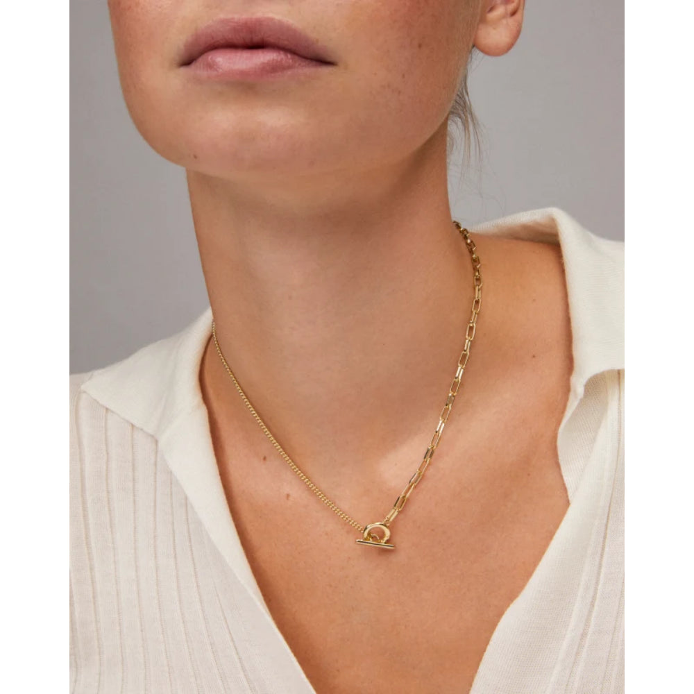 Kendra Scott Leighton Gold-Plated Convertible Pearl Chain Necklace - Ideal for Versatile Wear