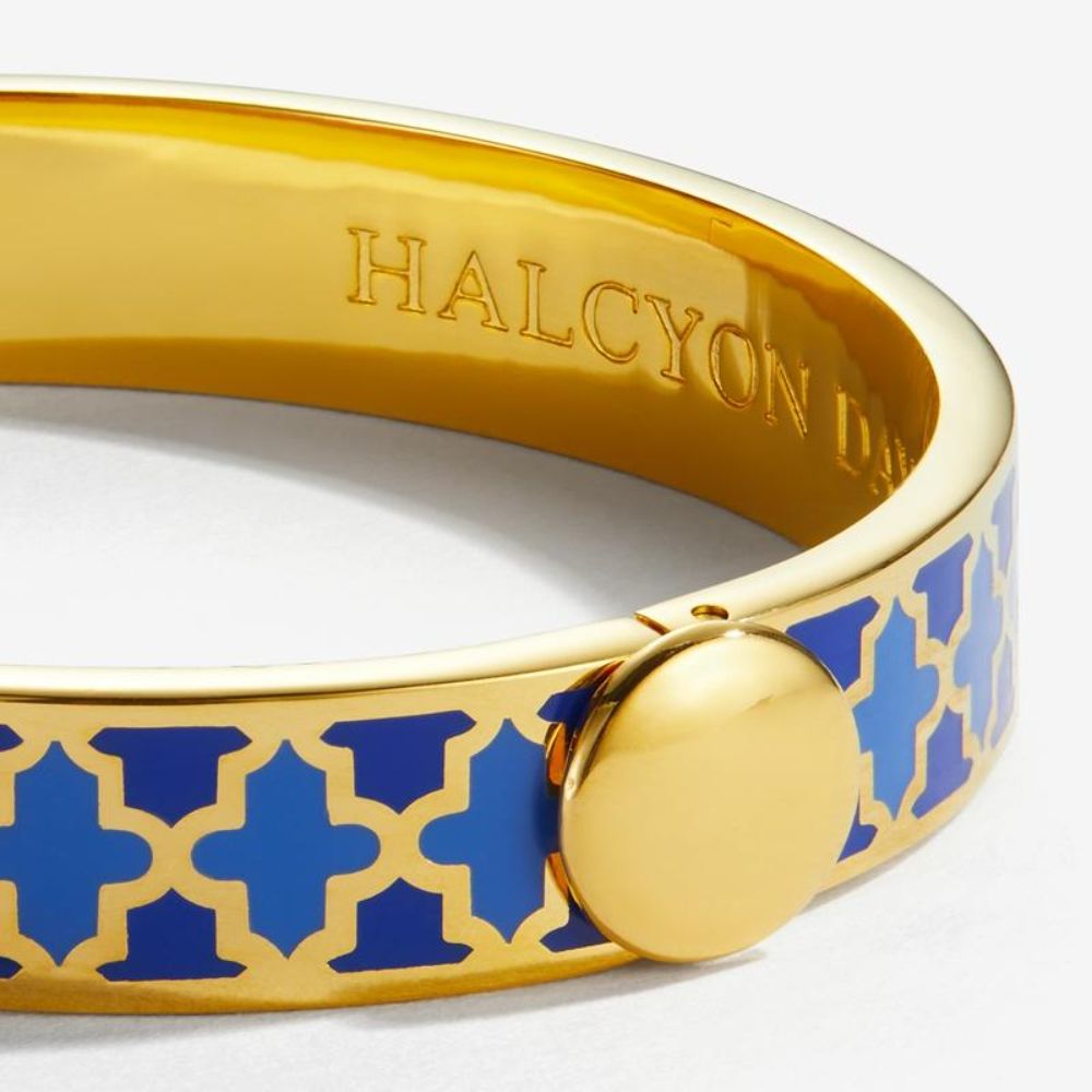 Halcyon Days Elegant 1cm Agama Gold Hinged Enamel Bangle for Women - A Timeless Jewelry Piece