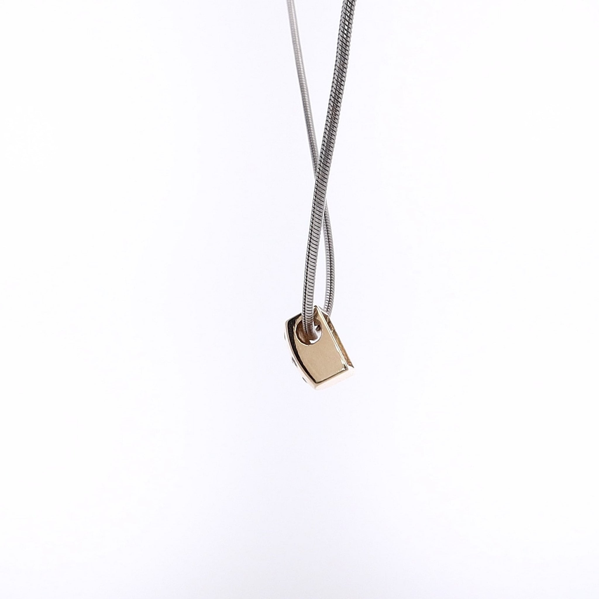 Luxurious Estate 14 Karat Two-Tone Gold Diamond Pendant in Square Shape with White Gold Chain