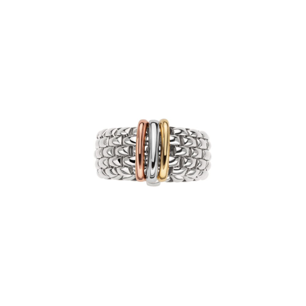 Fope 18k Gold Flexible Panorama Tri - Tone Flex'It Ring for Women