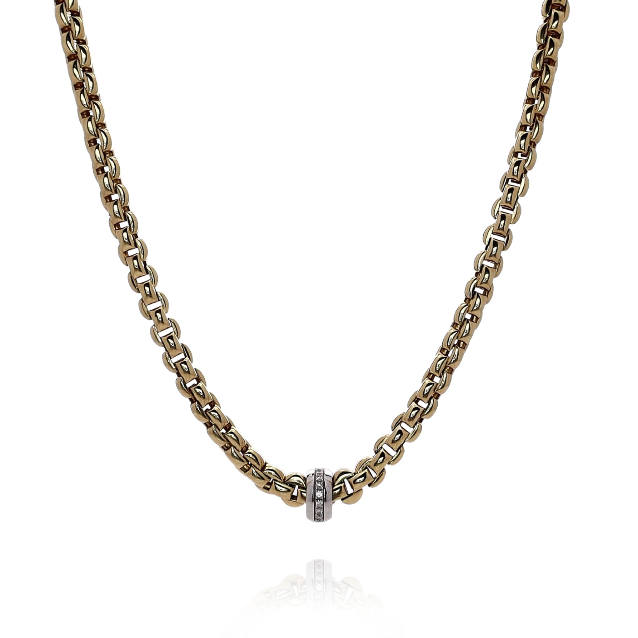 Fope 18k Yellow and White Gold Diamond Rondell Station Necklace, 0.15 ct, 17'