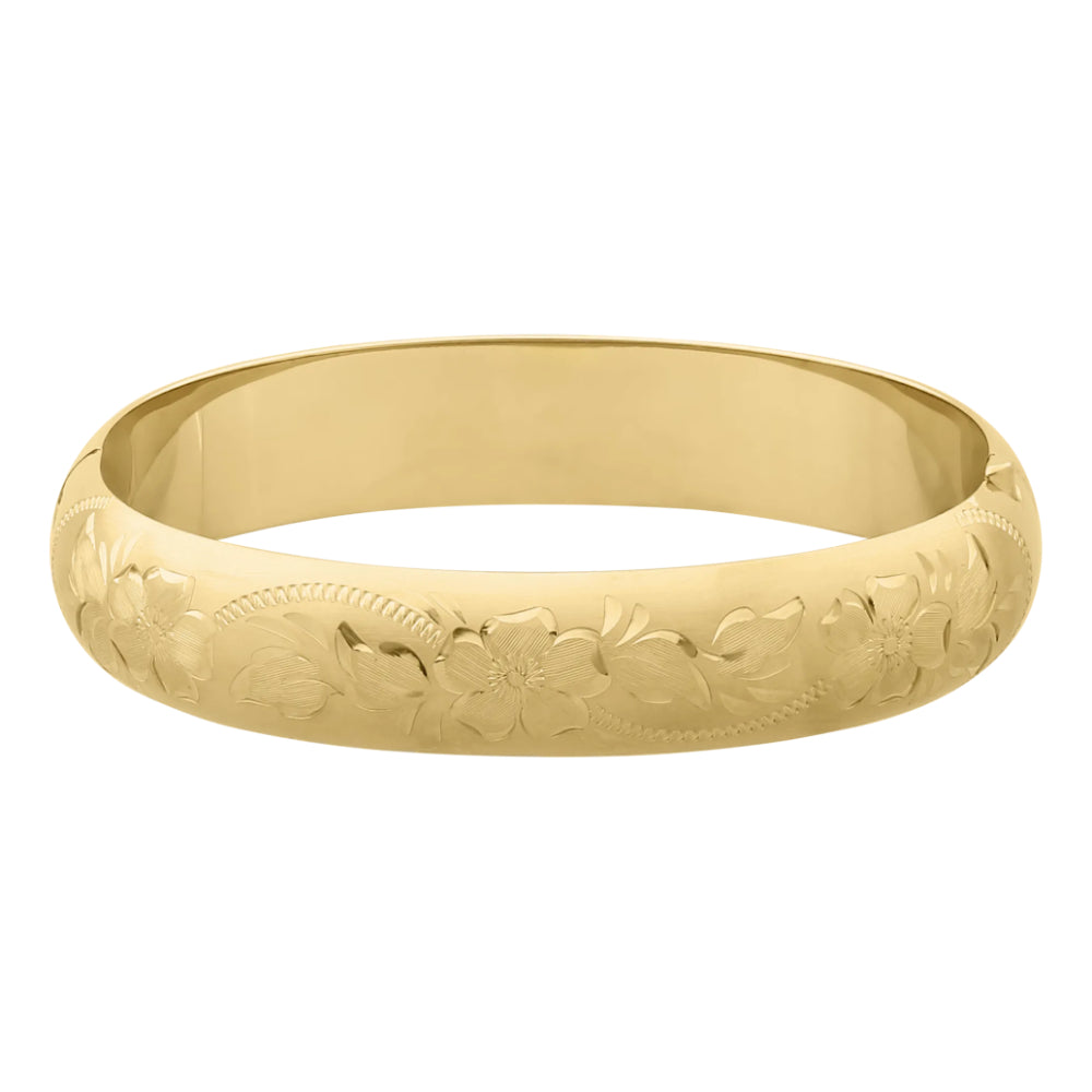 Exquisitely Hand - Engraved 14k Gold - Filled Bangle Bracelet for Adornment