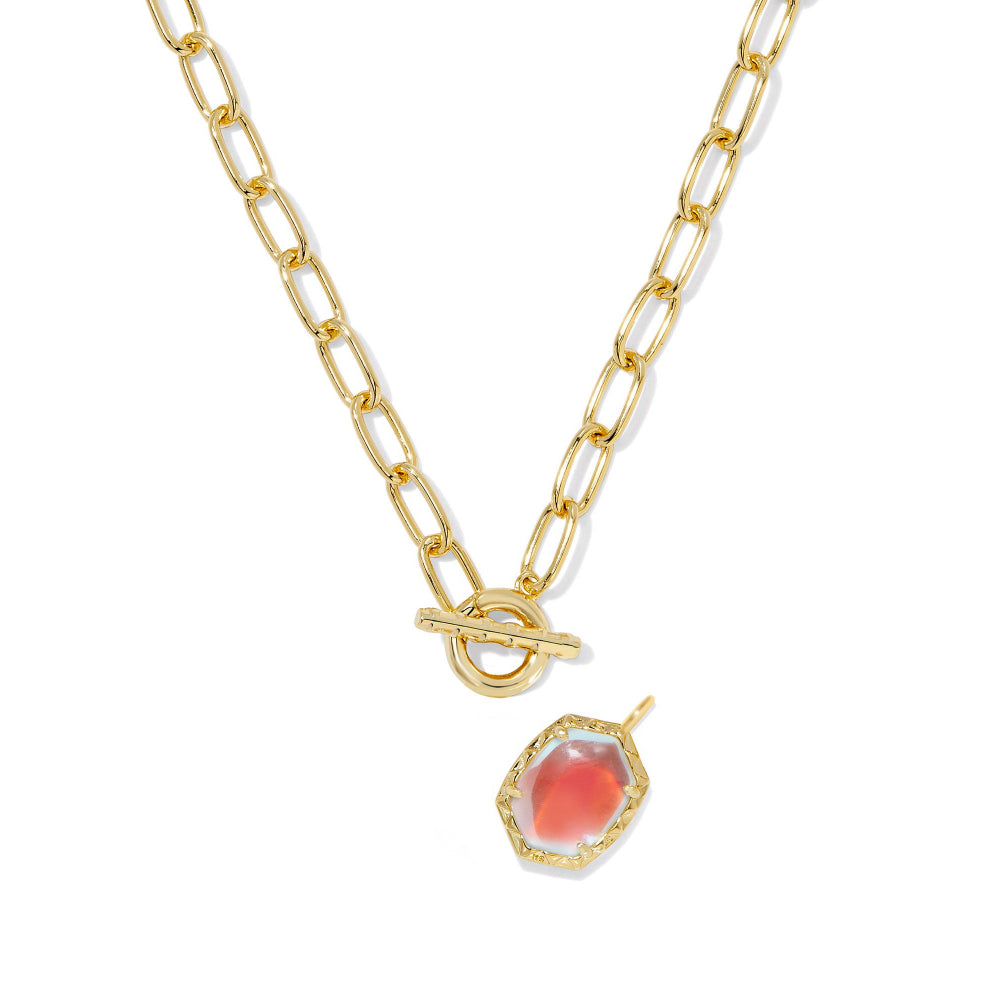 Kendra Scott Gold Dichroic Glass Daphne Link and Chain Necklace for Fashionable Layering