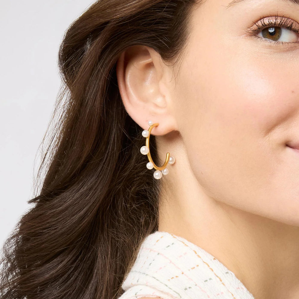 Julie Vos Dainty Hydra Stone Gold Hoop Earrings in Different Sizes