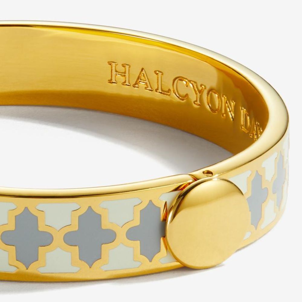 Halcyon Days Elegant 1cm Agama Gold Hinged Enamel Bangle for Women - A Timeless Jewelry Piece