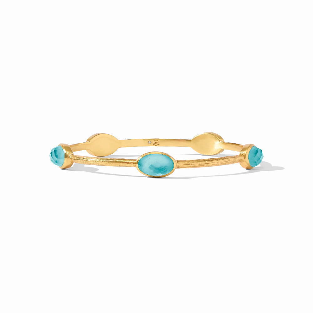 Julie Vos Exquisite Ivy Stone Hand - Etched Golden Bangle Jewelry