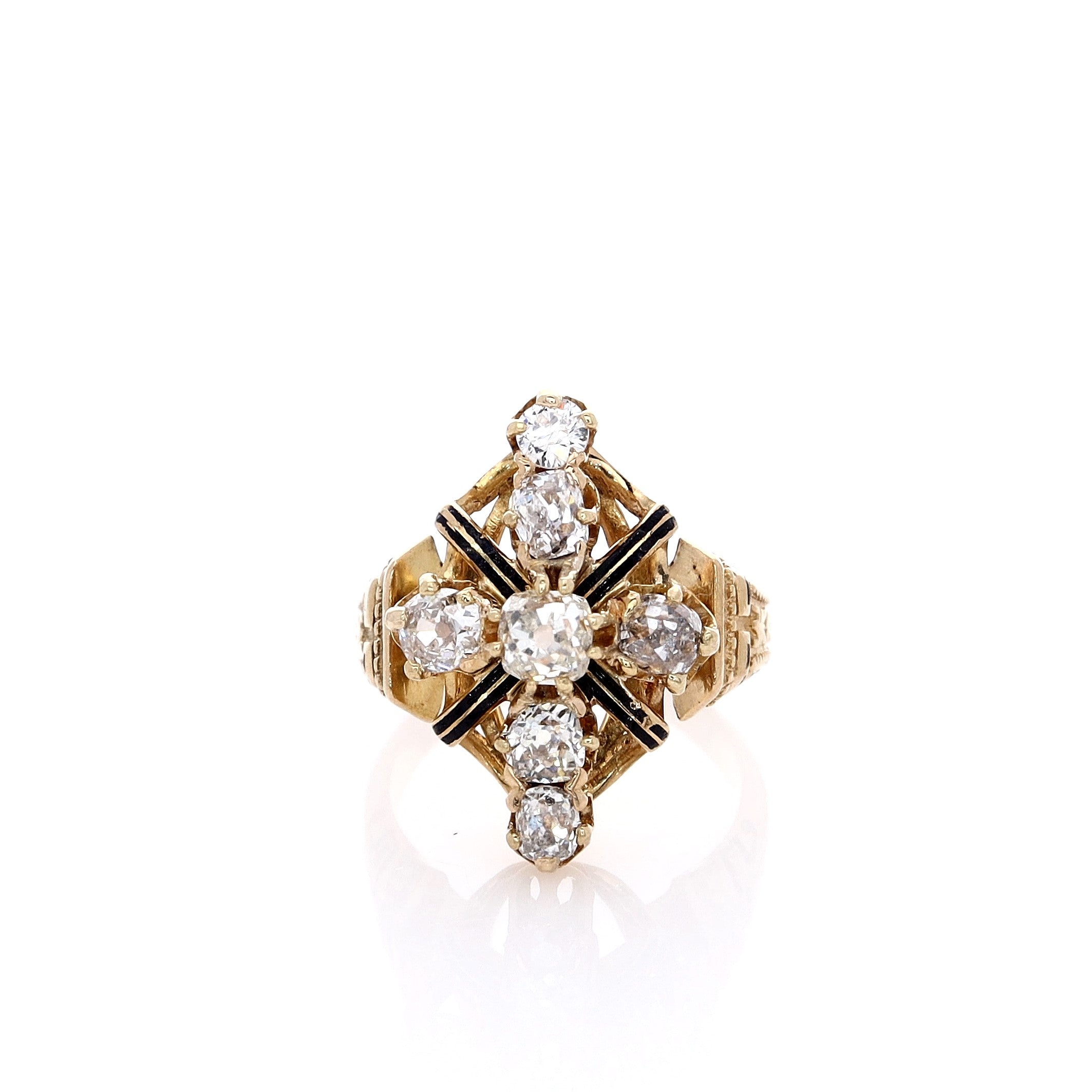 Exquisite 18k Yellow Gold Diamond Cross Ring for Women's Fine Jewelry Collection