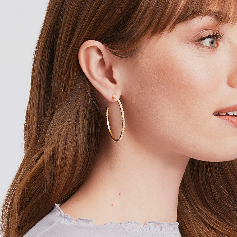 Julie Vos Juliet Pearl - Embellished Gold - Plated Hoop Earrings
