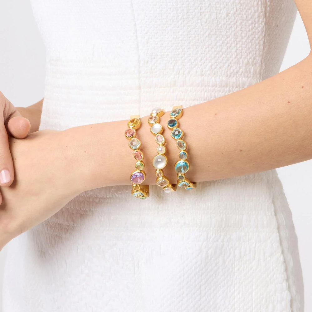 Julie Vos Sparkling Gemstone Hinge Bangle with 24K Gold Plate